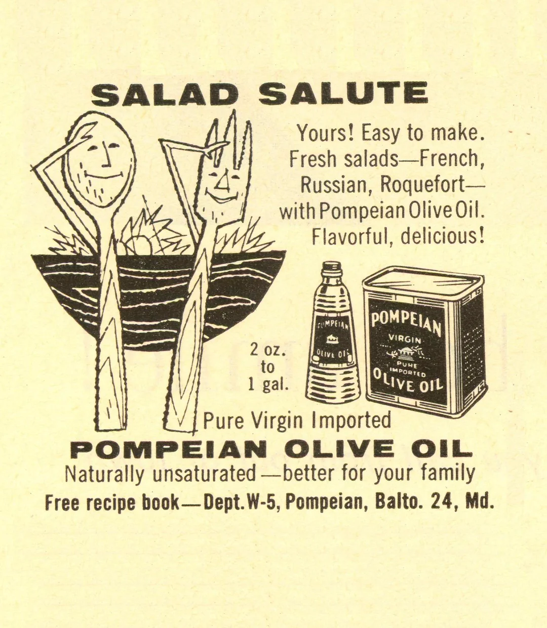 Pompeian Virgin Olive Oil, 1958