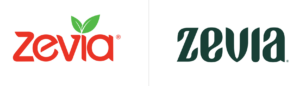 The Zevia past and present logos