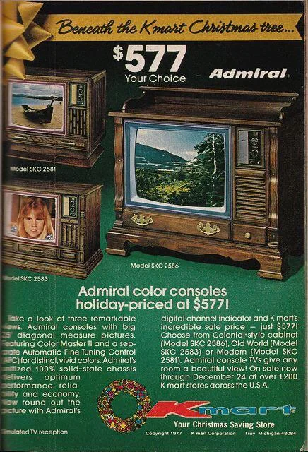 Admiral color consoles holiday-priced at $577!