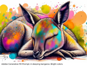 Adobe Generative Fill Prompt: A sleeping kangaroo. Bright colors.