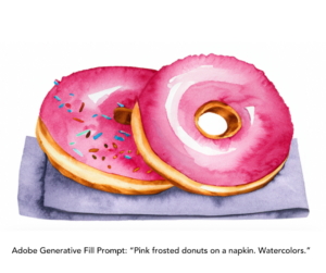 AI prompt: Pink frosted donuts on a napkin. Watercolors.