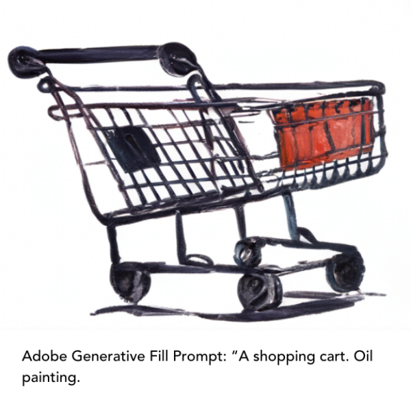 Adobe Generative Fill Prompt: A shopping cart. Oil painting.