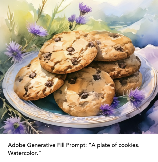 Adobe Generative Fill Prompt: “A plate of cookies. Watercolor.”