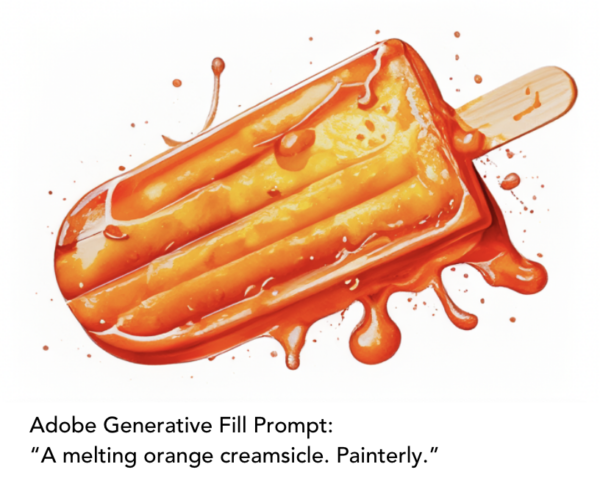 Adobe Generative Fill Prompt: “A melting orange creamsicle. Painterly.”